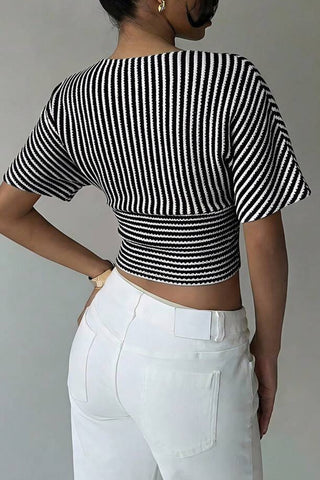 Striped Wrap-Front T-Shirt