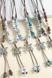 Butterfly Charm Beaded Tassel Necklace