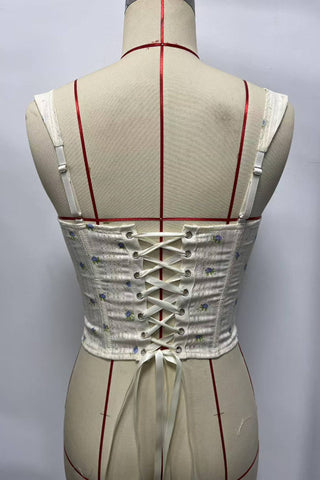 Floral Lace Hook-Front Corset Top