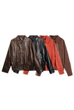 Zip-Up Collared Faux Leather Jacket