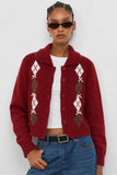 Argyle Bow Knit Collar Cardigan