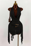 Draped Halter Mini Dress
