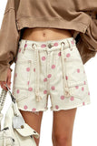 Drawstring Polka Dot Denim Shorts