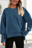 Crew Neck Side Slit Sweatshirt