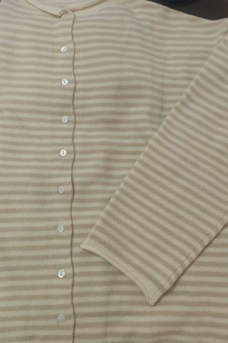 Striped Button-Front Long Sleeve Cardigan