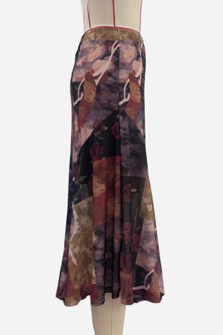 Floral Patchwork Wrap Midi Skirt