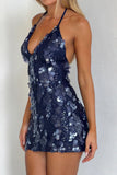 Sequin Halter Mini Dress