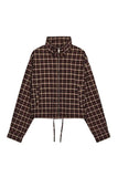 Plaid Zip-Up Mock Neck Short Set