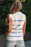 Stripe Split V Neck Ribbed Tank