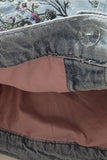 Floral Mandarin Collar Denim Jacket