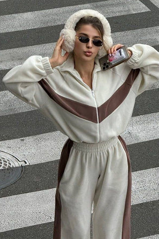 Colorblock Zip-Up Hoodie and Pants Activewear Set