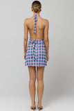 Polka Dot Ruched Halter Mini Dress