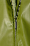 Stand Collar Zip-Up Faux Leather Jacket