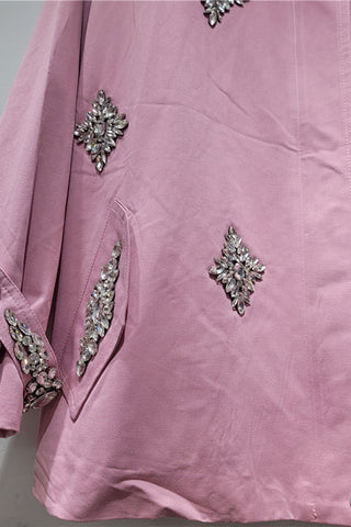 Embellished Collared Button-Front Jacket