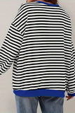Striped Crew Neck Contrast Trim Top