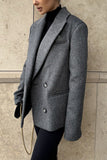 Double-Breasted Notched Lapel Blazer