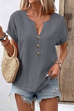 Button-Front Casual T-Shirt
