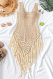 V-Neck Sleeveless Fringe Crochet Blouse