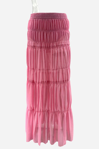 Draped Crop Top and Pleated Skirt Set