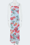 Floral Tie-Back Open Back Maxi Vacation Dress