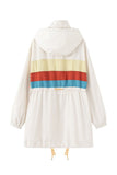 Contrast Panel Drawstring Hooded Jacket