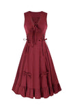 Lace-Up Ruched Sleeveless Casual Dress