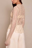 Sheer Floral Lace Long Sleeve Top