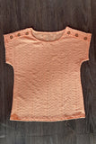 Button-Accent Eyelet T-Shirt