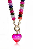 Multi-Strand Beaded Necklace with Heart Charm