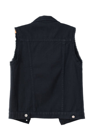 Sleeveless Collared Button-Front Vest