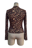 Ruffle Mock Neck Leopard Long Sleeve Top