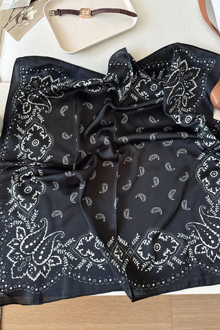 Paisley Print Satin Square Scarf