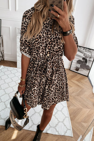 Patchwork Print V-Neck Mini Dress