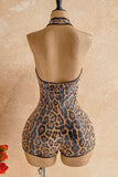 Sequin Halter Cutout Bodycon Romper