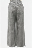 Plaid Drawstring Wide-Leg Casual Pants