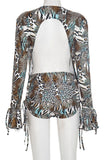 Animal Print Cowl Neck Shorts Set