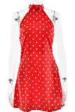 Polka Dot Mock Neck Sleeveless Mini Dress