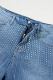Rhinestone Embellished Denim Shorts