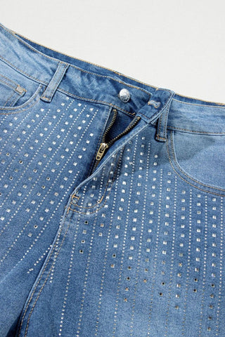 Rhinestone Embellished Denim Shorts