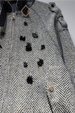 Herringbone Fuzzy Dot Zip-Up Jacket
