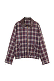Plaid Zip-Up Jacket with Contrast Collar