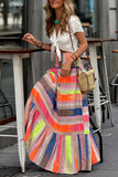 Tiered Multi-Color Striped Maxi Skirt