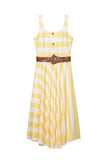 Button-Front Striped Fit and Flare Dress