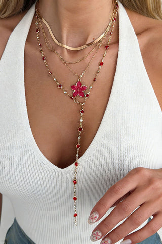 Layered Floral Pendant Necklace