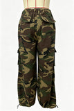 Rhinestone Camo Drawstring Cargo Pants