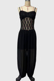 Lace Bodice Drawstring Balloon Leg Jumpsuit