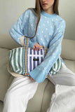 Bird Motif Crew Neck Knit Sweater