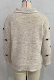 Heart Pattern Button-Front Knit Cardigan