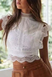 Lace Sleeveless Cropped Tank Top