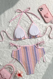 Patterned Ruched Tie-Side Bikini Set